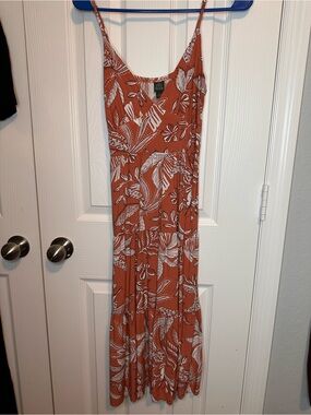 wild fable Terracotta Floral Tiered Midi Dress